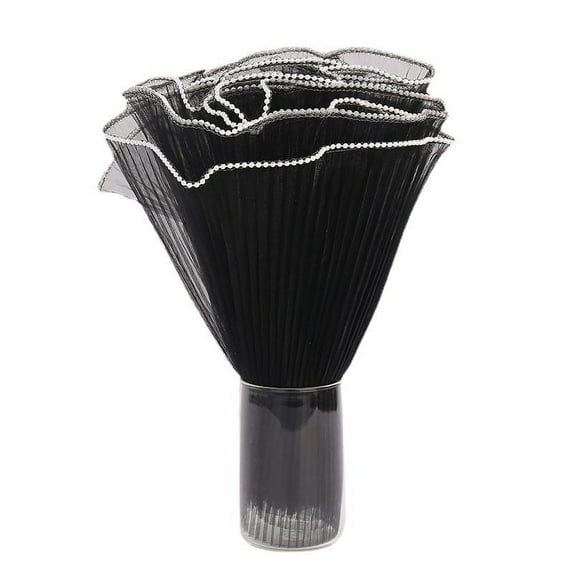 NAMZI pearl edge wave gauze flower packaging paper material yarn bouquet pleated wave gauze wrapped flower mesh floral art 4 meters long (black)