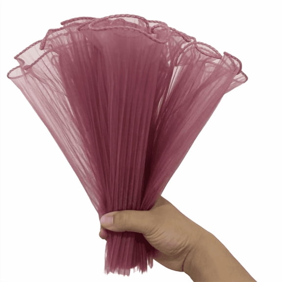 NAMZI plain edge wave yarn flower packaging paper material yarn bouquet pleated wave yarn wrapped flower net yarn floral art 4 meters long (dark plum color)