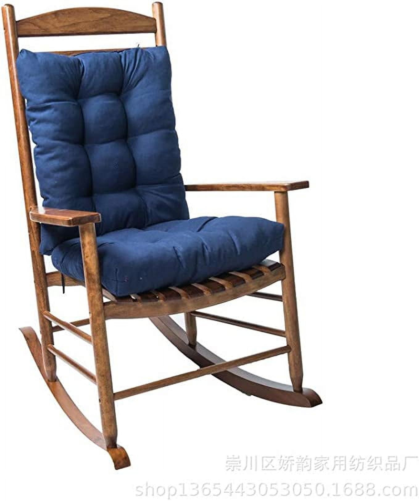 NAMZI yadamse Rocking Chair Cushion Set，2 Piece Non-Slip Seat/Back Chair Cushion Indoor/Outdoor Soft Thickened Patio Chaise Lounger Cushion Overstuffed Patio Chair Cushion (Navy)