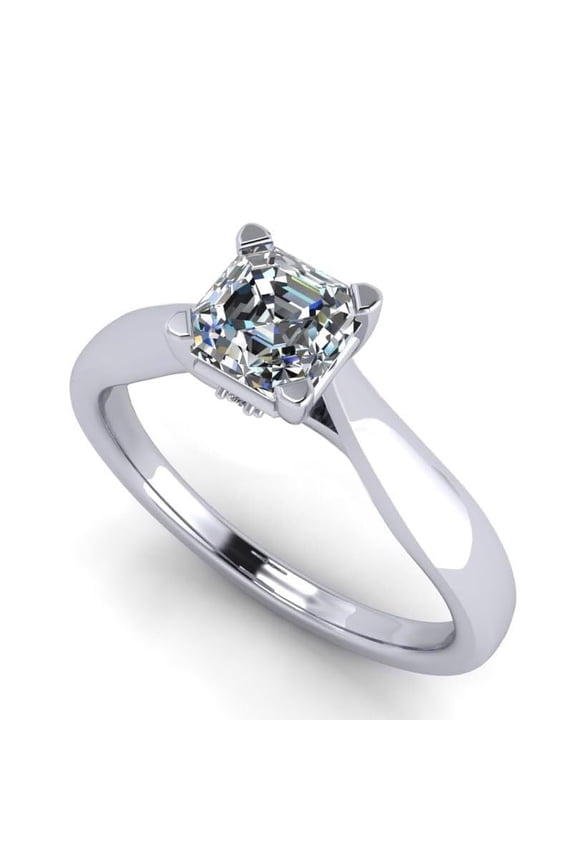 1.50ct Asscher Lucita Solitaire Silver CZ Engagement Ring - 6mm Size 6.5