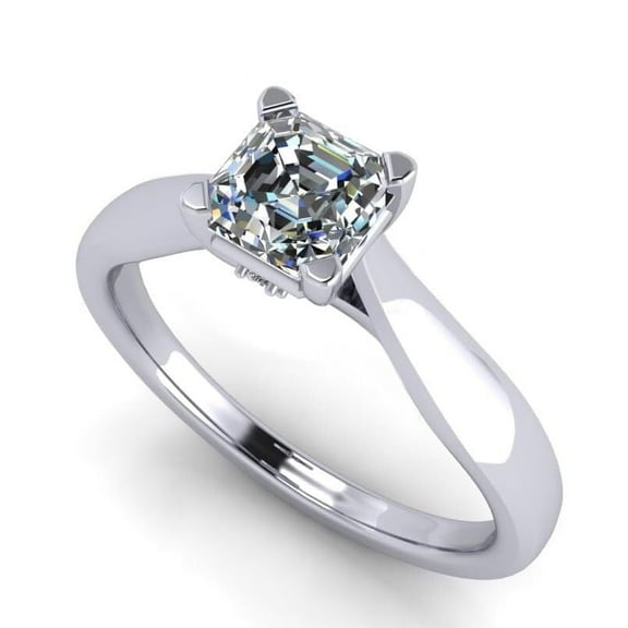 NANA Jewels 1.50ct Asscher Lucita Solitaire Silver CZ Engagement Ring - 6mm Size 7.5