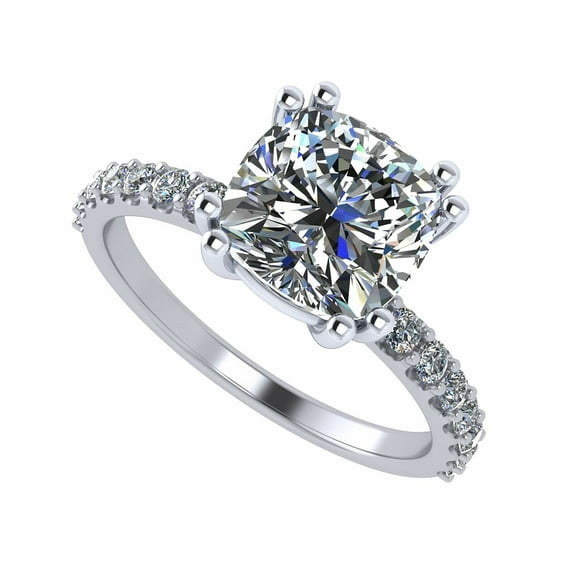 NANA Jewels 1.50ct Cushion CZ Engagement Ring W/Sides - 10KWhite Gold Size 10