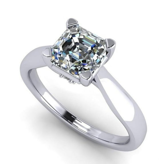 NANA Jewels 2.00ct Asscher Lucita Solitaire Silver CZ Engagement Ring - 7mm Size 12