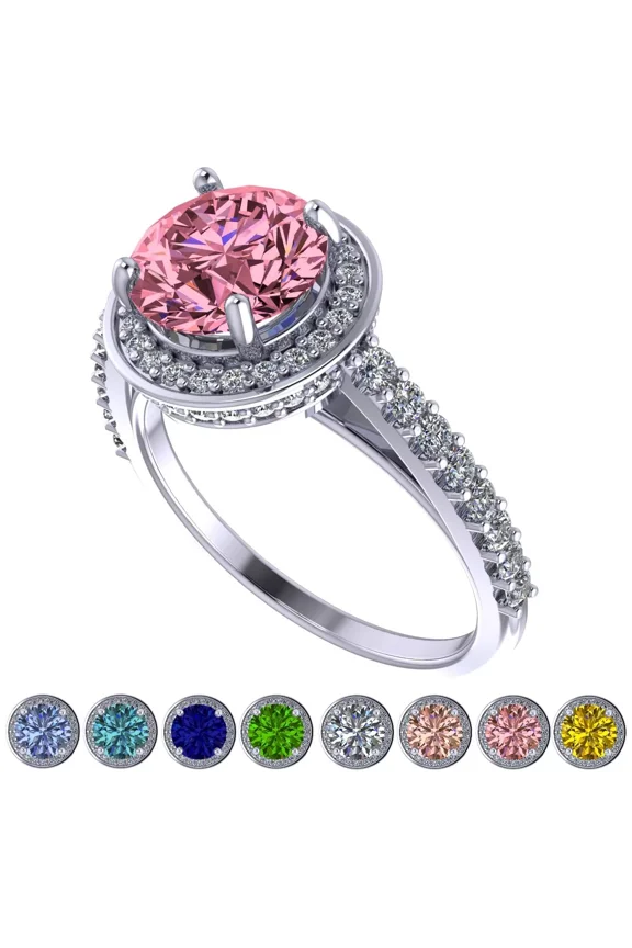 2ct Pure Brilliance Zirconia Halo Engagement Ring-Round Cut-October-4.5