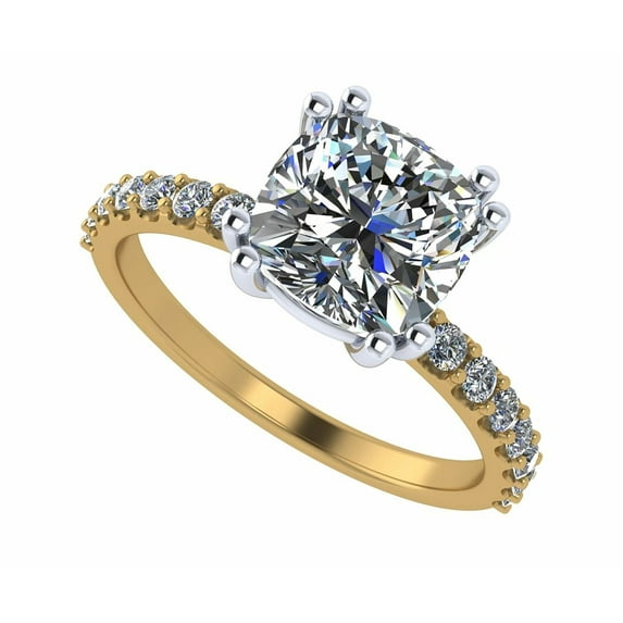 NANA Jewels 3.00ct Cushion CZ Engagement Ring W/Sides - 10K Yellow Gold Size 9