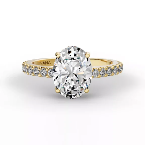 NANA-Jewels 9x7mm (2.00ct) Oval Cut Zirconia Solitaire w/sides Eng Ring-10k Yellow Gold-Size 7.5