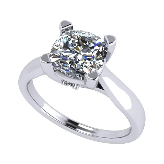 NANA Jewels Cushion Cut CZ Lucita Cubic Zirconia Engagement Ring Solitaire, 7.0mm 2.00ct Platinum Plated Size 8.5
