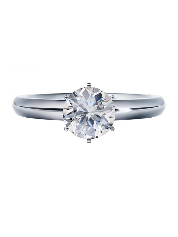 Matrix 1.00ct (6.5mm) Round Adult Female Pure Brilliance Zirconia 6 Prong Solitaire Ring - Solid 10K Gold - Size 6