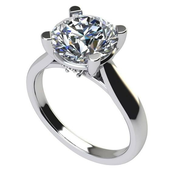 NANA Silver 10.00mm (4.00ct) Round Cut Zirconia Lucita Solitaire Engagement Ring-Platinum Plated-Size 8