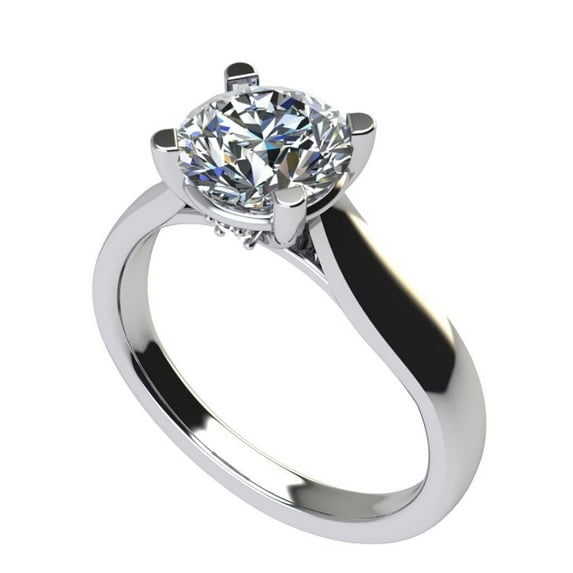 NANA Jewels Silver 7.50mm (1.50ct) Round Cut Zirconia Lucita Solitaire Engagement Ring-Platinum Plated-Size 12