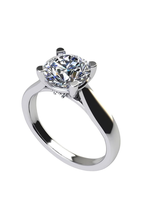 NANA Silver 8.0mm (2ct) Round Cut Zirconia Lucita Solitaire Engagement Ring-Platinum Plated-Size 9