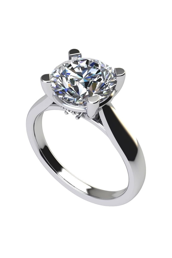 Silver Round Pure Brilliance Zirconia Lucita Solitaire Engagement Ring- Rhodium Plated-(10mm/4.00ct) Size 10.5