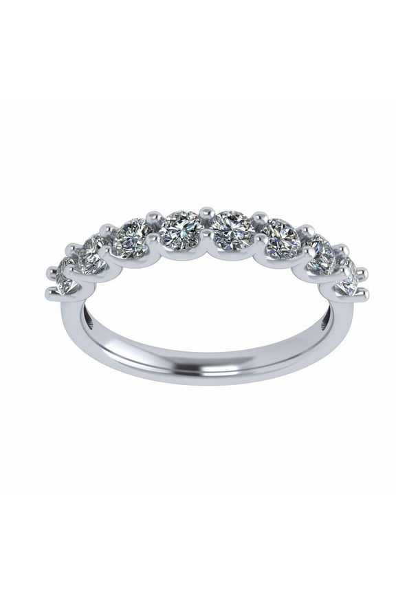 U'r Ring 8 Stone Simulated Diamond CZ Band - Sterling Silver Size 8