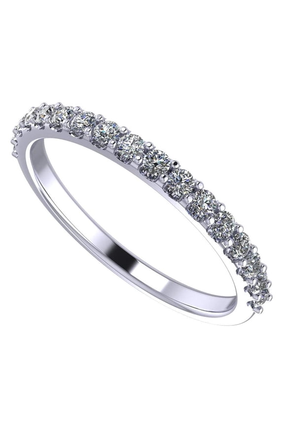 Womens Pure Brilliance Zirconia Wedding Band CZ Ring - Platinum Plated Silver - Size 8.5
