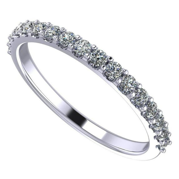 NANA Jewels Womens Pure Brilliance Zirconia Wedding Band CZ Ring - Solid 10K White Gold - Size 8
