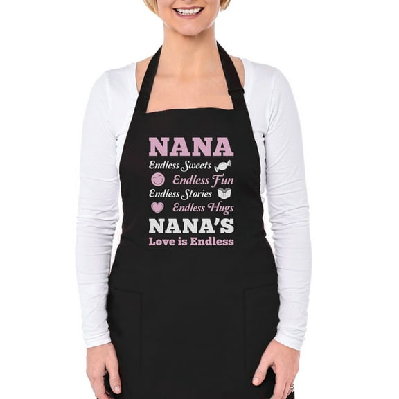NANA'S Love Is Endless - Gift for Mother's Day Grandma Cooking Chef Apron One Size Black