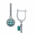 thumbnail image 1 of NANA Silver Dangle Halo Earrings with Pure Brilliance CZ - Simulated Aquamarine - March Birthstone, 1 of 7