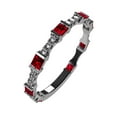 thumbnail image 1 of NANA Silver Stackable Ring Princess Cut Platinum Plated - Size 7 - Simulated Ruby - July Birthstone, 1 of 8