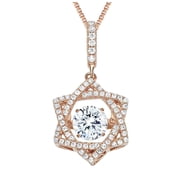 NANA Star of David Dancing Stone Silver & CZ with 0.8mm 22 Adjustable Box Chain-Rose Gold Flashed