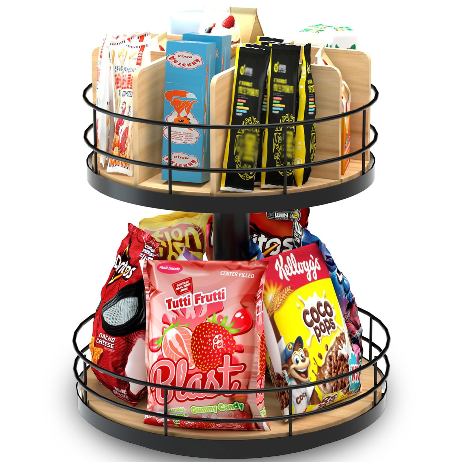 NANAGIFTREE Snack Organizer - Versatile Snack Storage 2 Tier Lazy Susan ...