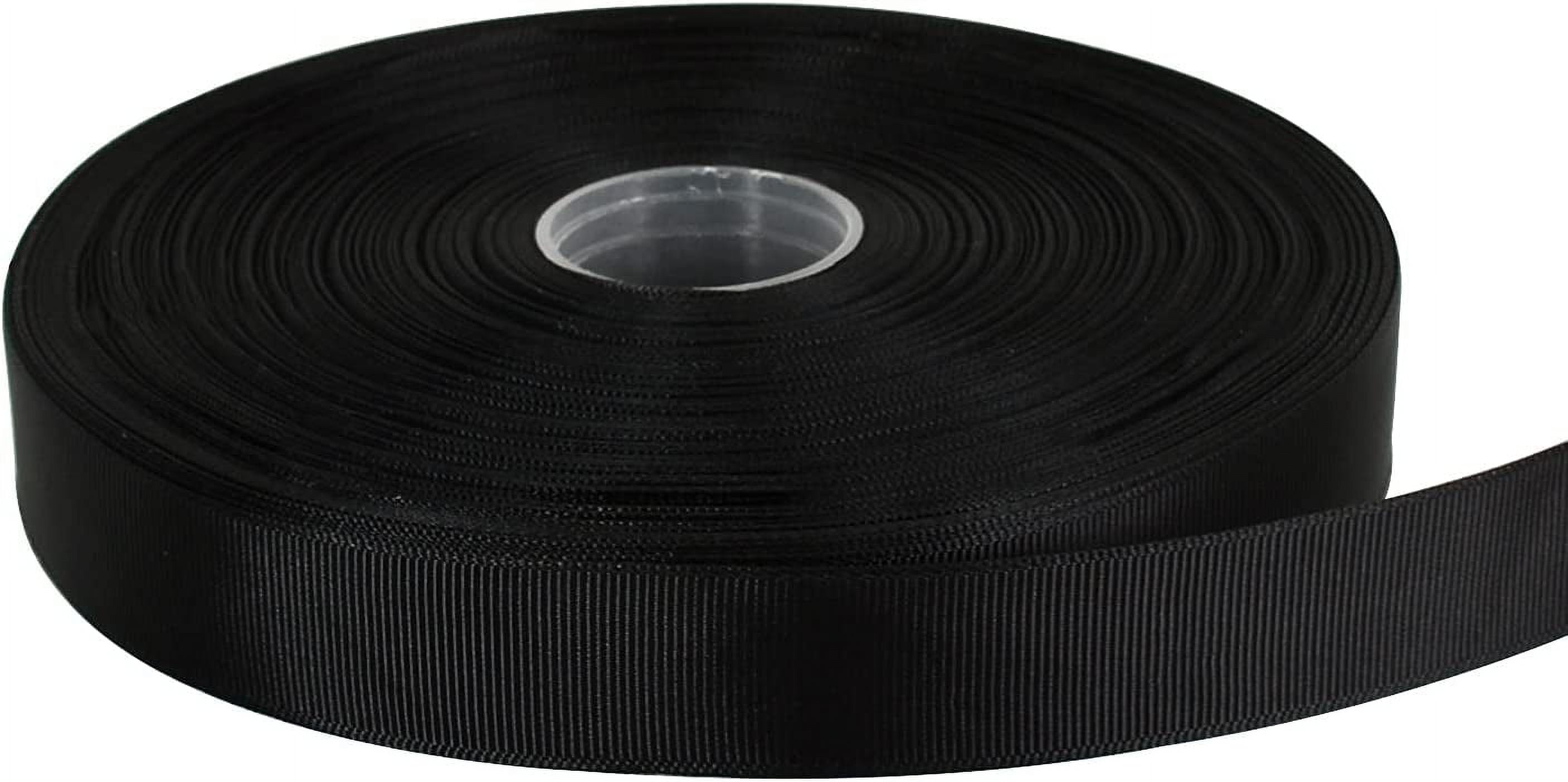 NANAHuang 100yds 1 Inch Grosgrain Ribbon Black Solid Grosgrain Ribbon ...