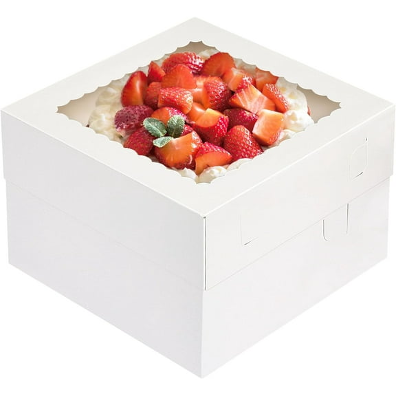 NANAHuang 15Pcs Cake Boxes, 12x12x8 Inch White Bakery Boxes with Window Cake Containers Tall Dessert Cardboard Boxes