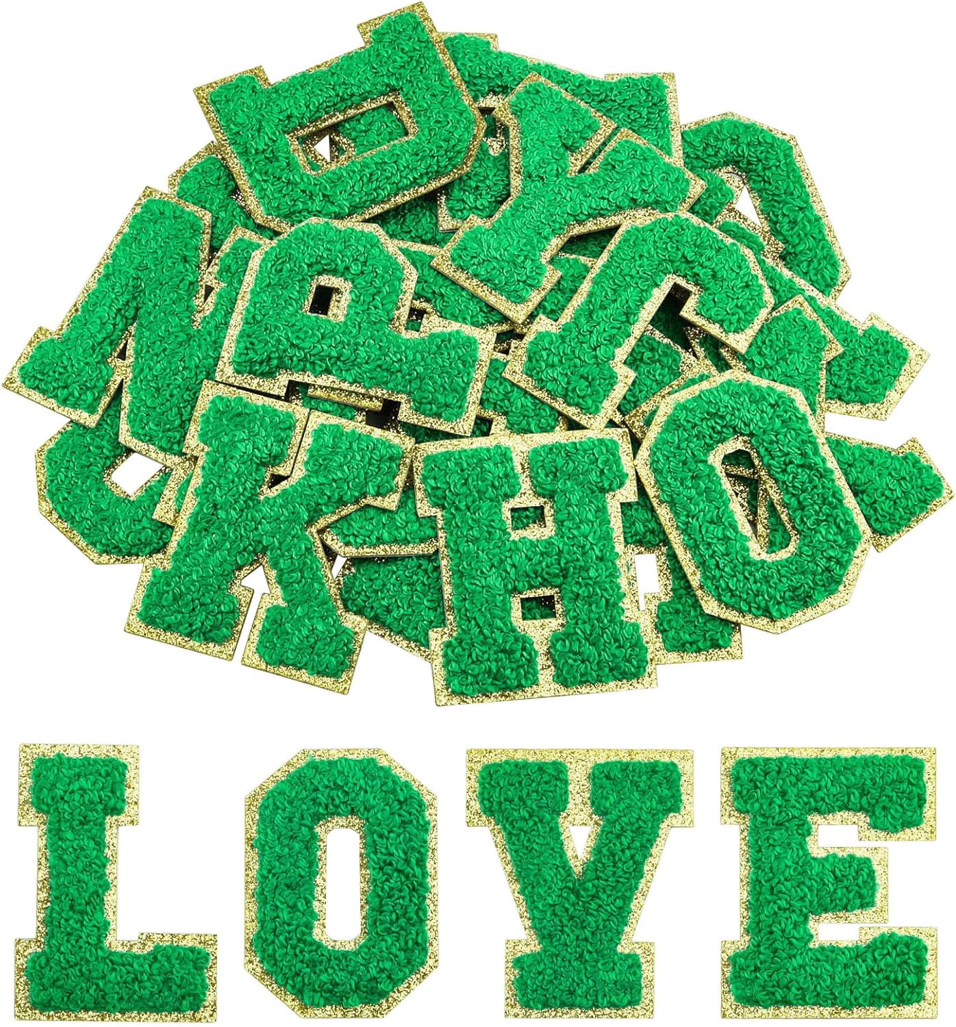 NANAHuang 26Pcs Self Adhesive Chenille Letter Patches A-Z, Chenille Letters for Clothing, Fabric, Shoes, Bags (Light Pink)