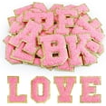 thumbnail image 1 of NANAHuang 26Pcs Self Adhesive Chenille Letter Patches A-Z, Chenille Letters for Clothing, Fabric, Shoes, Bags (Light Pink), 1 of 6