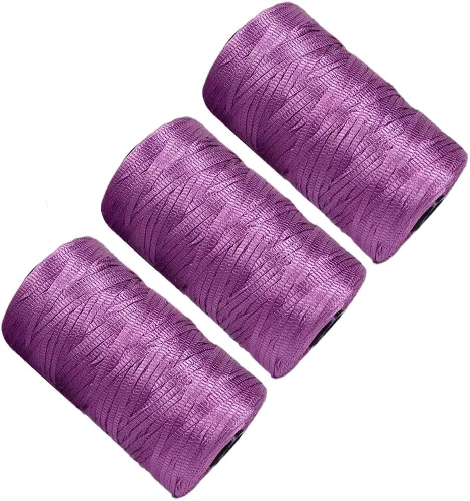 NANAHuang 3 Rolls Crocheting Yarn Cord Polyester Crochet Yarn 2.0mm Cord Thin Ice Cotton Thread Handmade Craft Yarn for Hand Knitting Bag Hat Shoes (Beige)