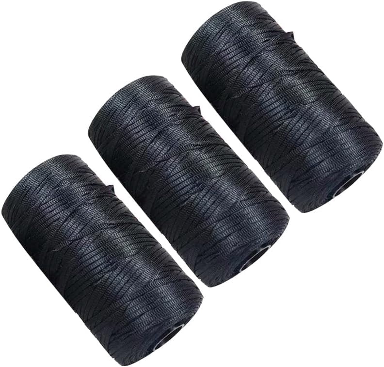 NANAHuang 3 Rolls Crocheting Yarn Cord Polyester Crochet Yarn 2.0mm Cord Thin Ice Cotton Thread Handmade Craft Yarn for Hand Knitting Bag Hat Shoes (Beige)