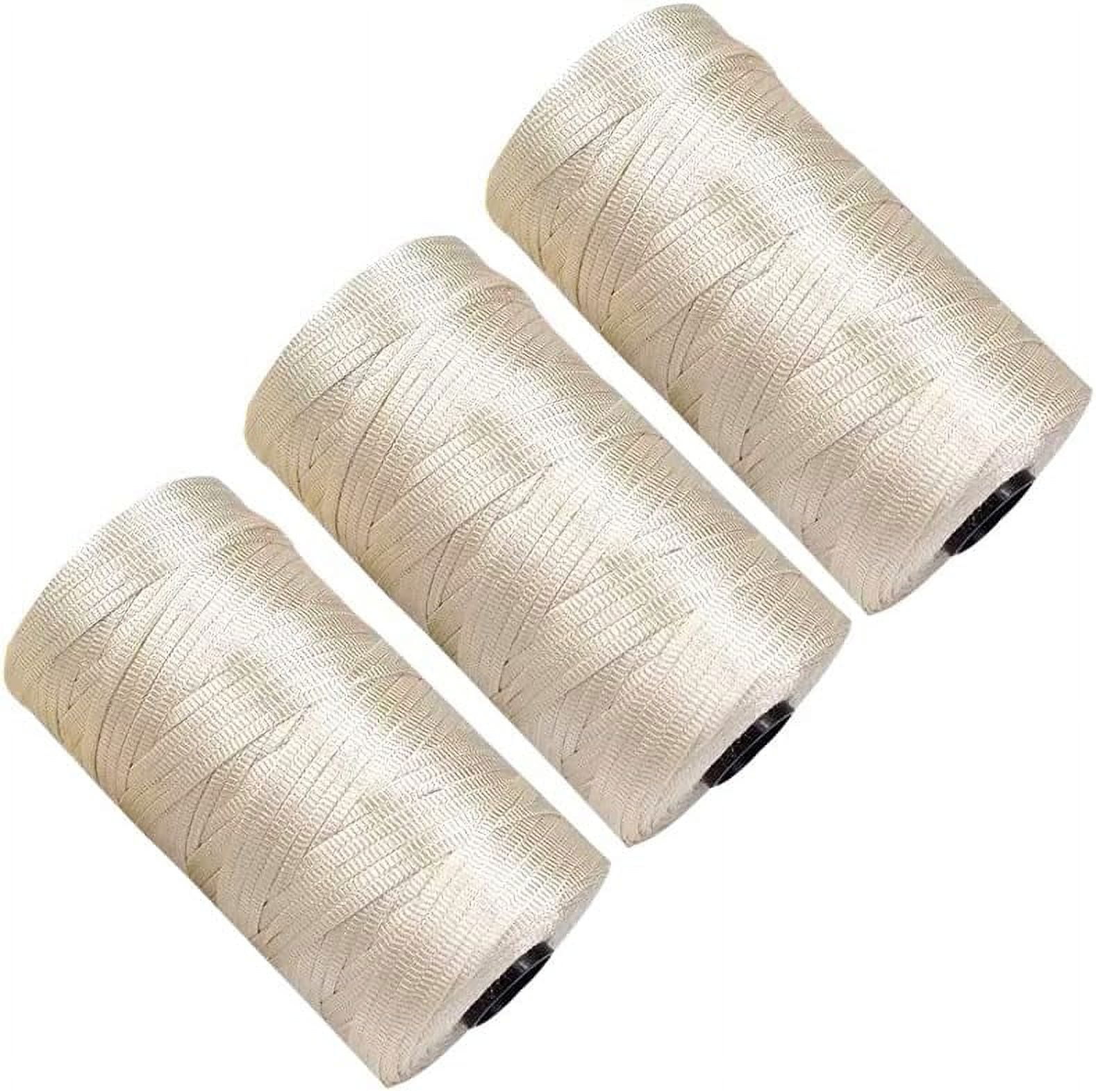 NANAHuang 3 Rolls Crocheting Yarn Cord Polyester Crochet Yarn 2.0mm Cord Thin Ice Cotton Thread Handmade Craft Yarn for Hand Knitting Bag Hat Shoes (Beige)