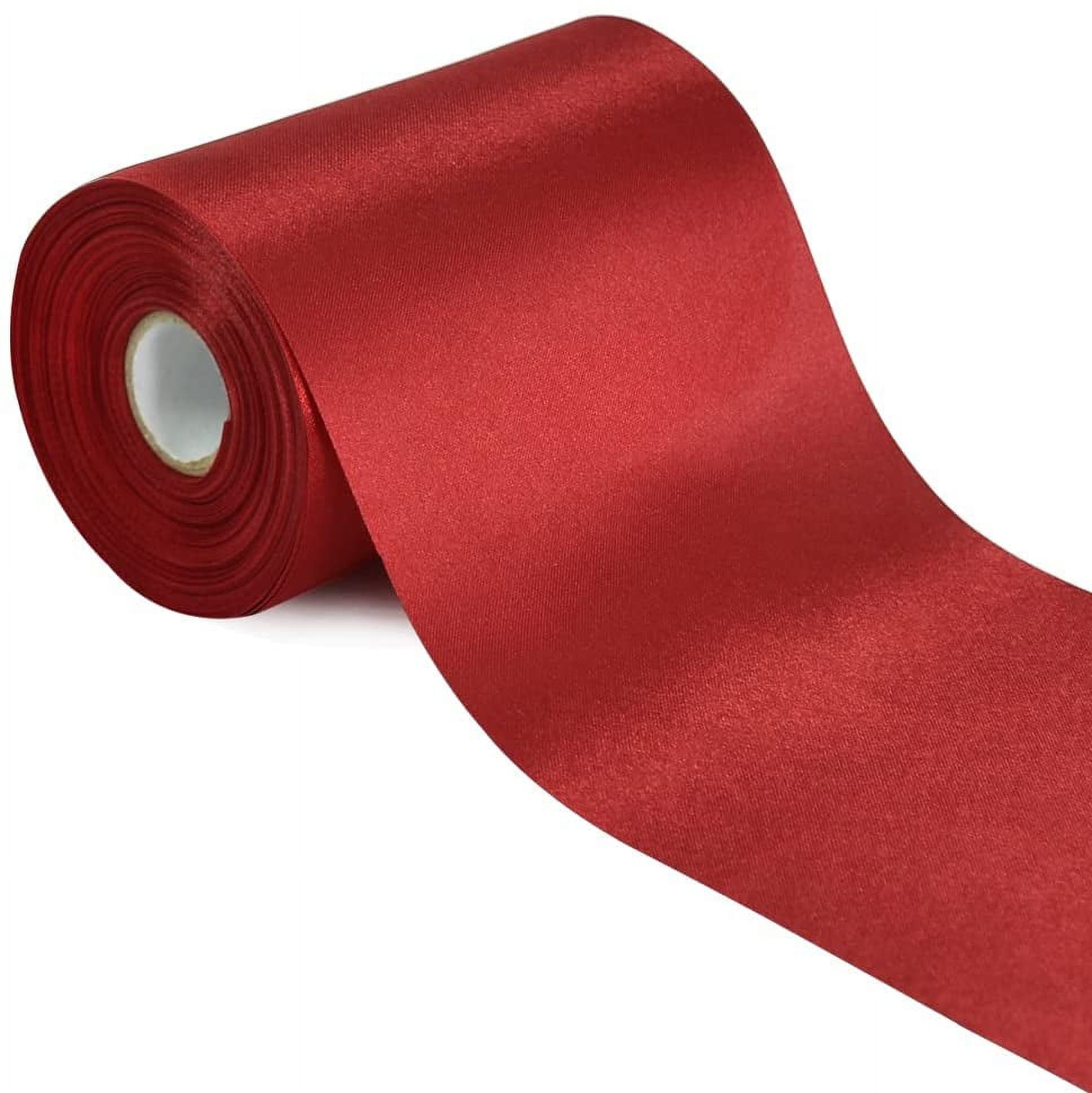 NANAHuang 4 Inch x 22Yards Wide Red Satin Ribbon Solid Fabric Large