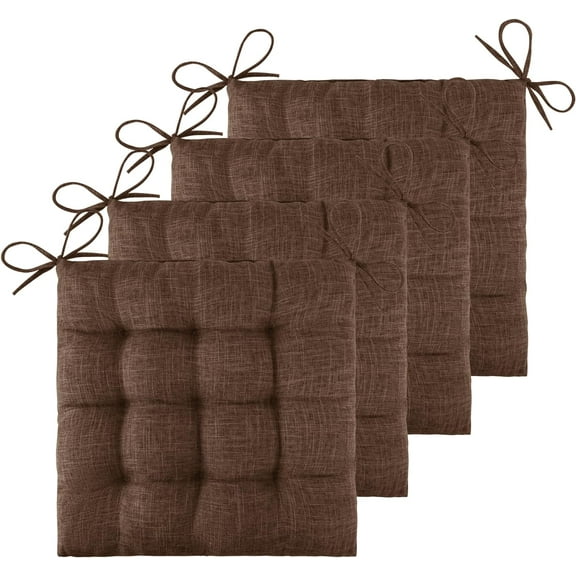 NANAHuang 4 Pack Chair Cushions for Dining Chairs Chair Pads Cushion for Kitchen Office Tufted Textured Square Seat Cushion with Ties (16" Light Pink)