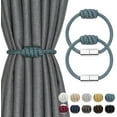 thumbnail image 1 of NANAHuang 4 Pack Mini Magnetic Curtain Tiebacks Modern Simple Style Drape Tie Backs Elegant Hand Weave Rope Knot Decorative Curtain Holdbacks for Home & Office Window Drapery (Beige), 1 of 7