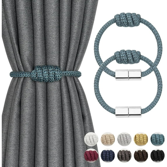 NANAHuang 4 Pack Mini Magnetic Curtain Tiebacks Modern Simple Style Drape Tie Backs Elegant Hand Weave Rope Knot Decorative Curtain Holdbacks for Home & Office Window Drapery (Beige)