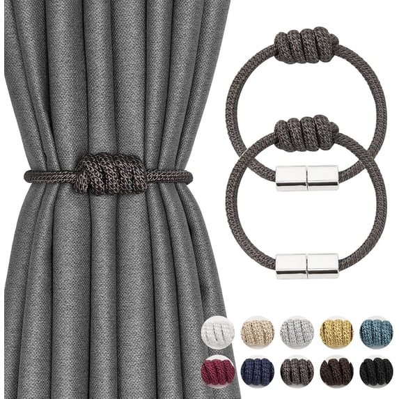 NANAHuang 4 Pack Mini Magnetic Curtain Tiebacks Modern Simple Style Drape Tie Backs Elegant Hand Weave Rope Knot Decorative Curtain Holdbacks for Home & Office Window Drapery (Beige)