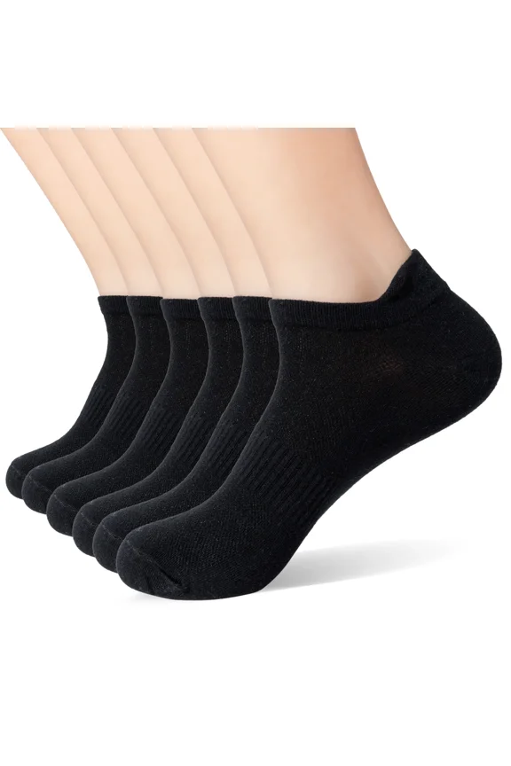 6 Pairs Ankle Socks Womens and Mens Couple Student Cotton Ear Plus Size Mesh Athletic Sports Running Solid Color Boat Socks