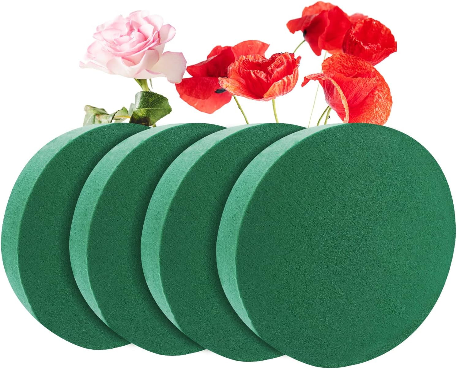 NANAHuang 6 Pcs Round Floral Foam Blocks,Green Wet Dry Flower Foam