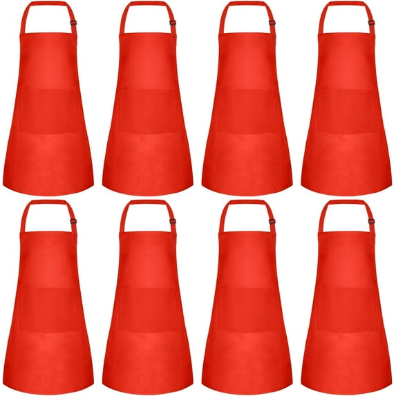 NANAHuang 8/12/24 Pack Adjustable Kids Apron Bulk with 2 Pockets Toddler Apron Kids Painting Aprons for Baking Paiting