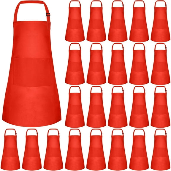 NANAHuang 8/12/24 Pack Adjustable Kids Apron Bulk with 2 Pockets Toddler Apron Kids Painting Aprons for Baking Paiting