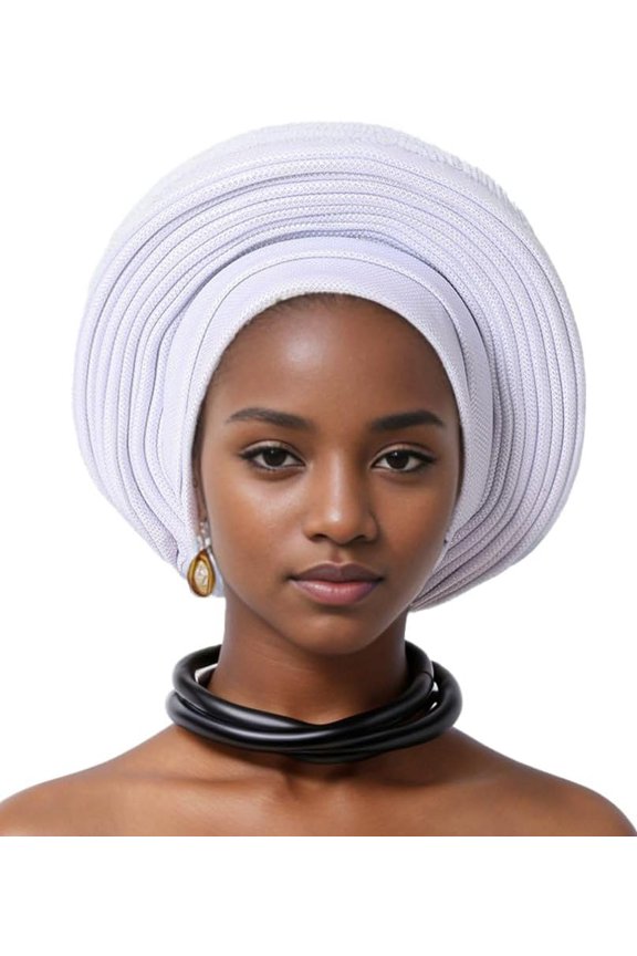 African Turbans for Women Nigerian Aso Oke Headtie Auto Gele Headwrap Classic Solid Color Headwrap for Wedding Party