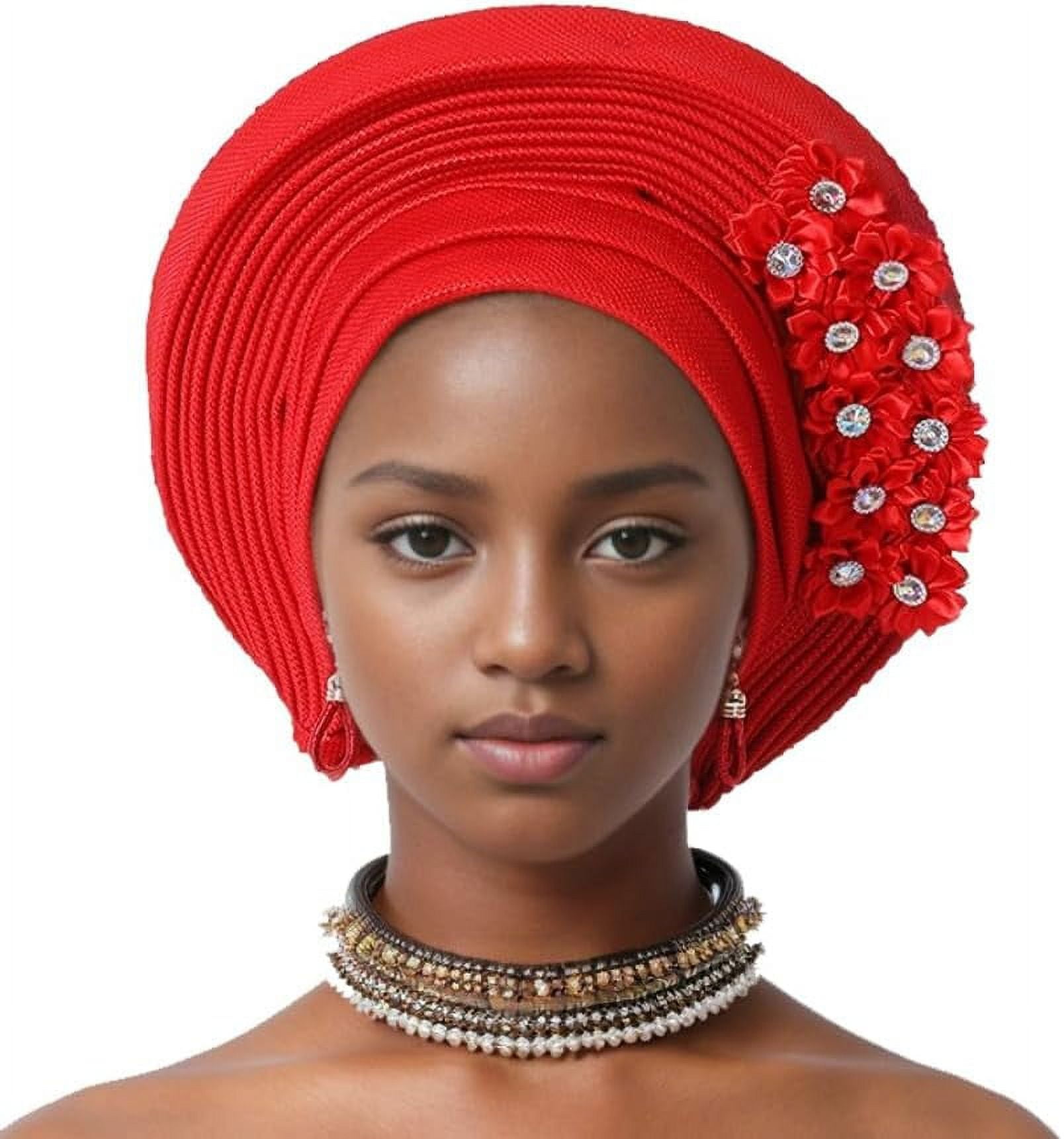 NANAHuang African Turbans for Women Nigerian Aso Oke Headwrap Auto Gele