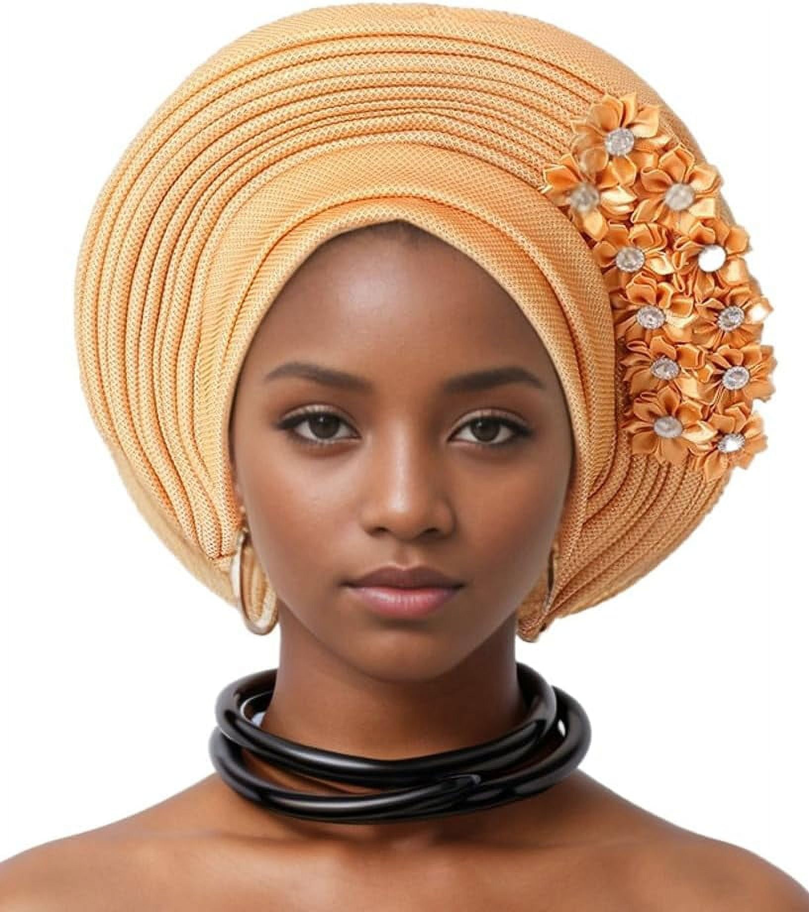 NANAHuang African Turbans for Women Nigerian Aso Oke Headwrap Auto Gele