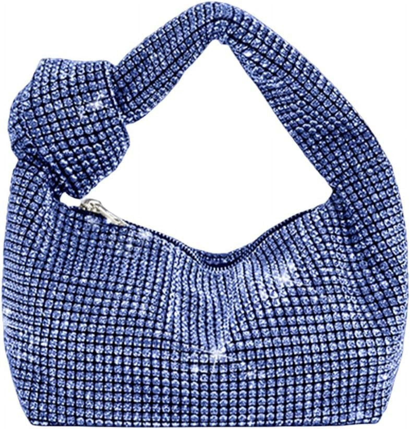 NANAHuang Bling Full Glitter Knotted Handbag for Women Crystal Rhinestone Hobo Dumpling Bag Diamond Evening Clutch Crossbody Bag