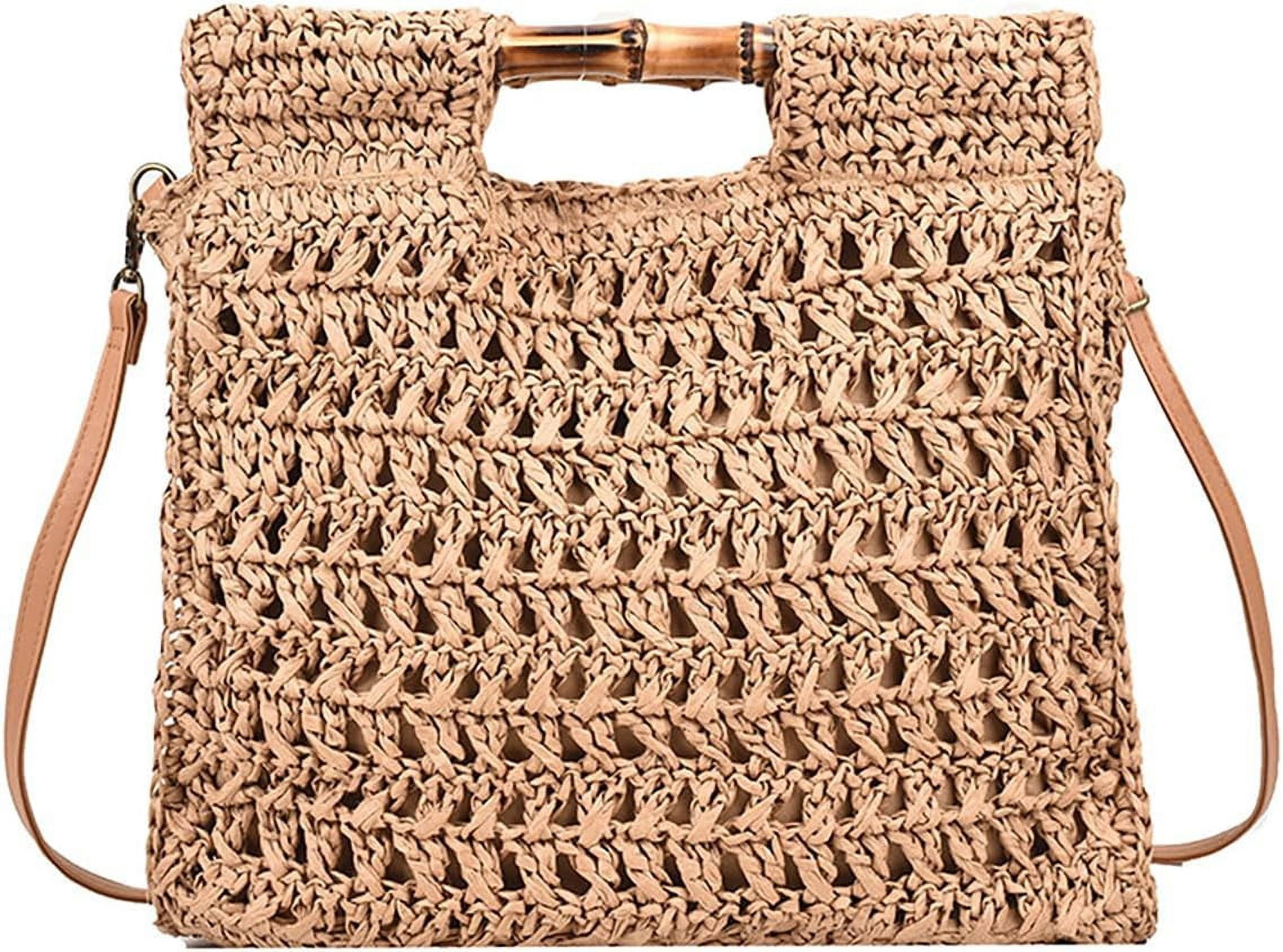 NANAHuang Casual Straw Handbags for Women Shoulder Crossbody Bag Large Hobo Tote Purse Summer Beach Woven Satchel Vacation