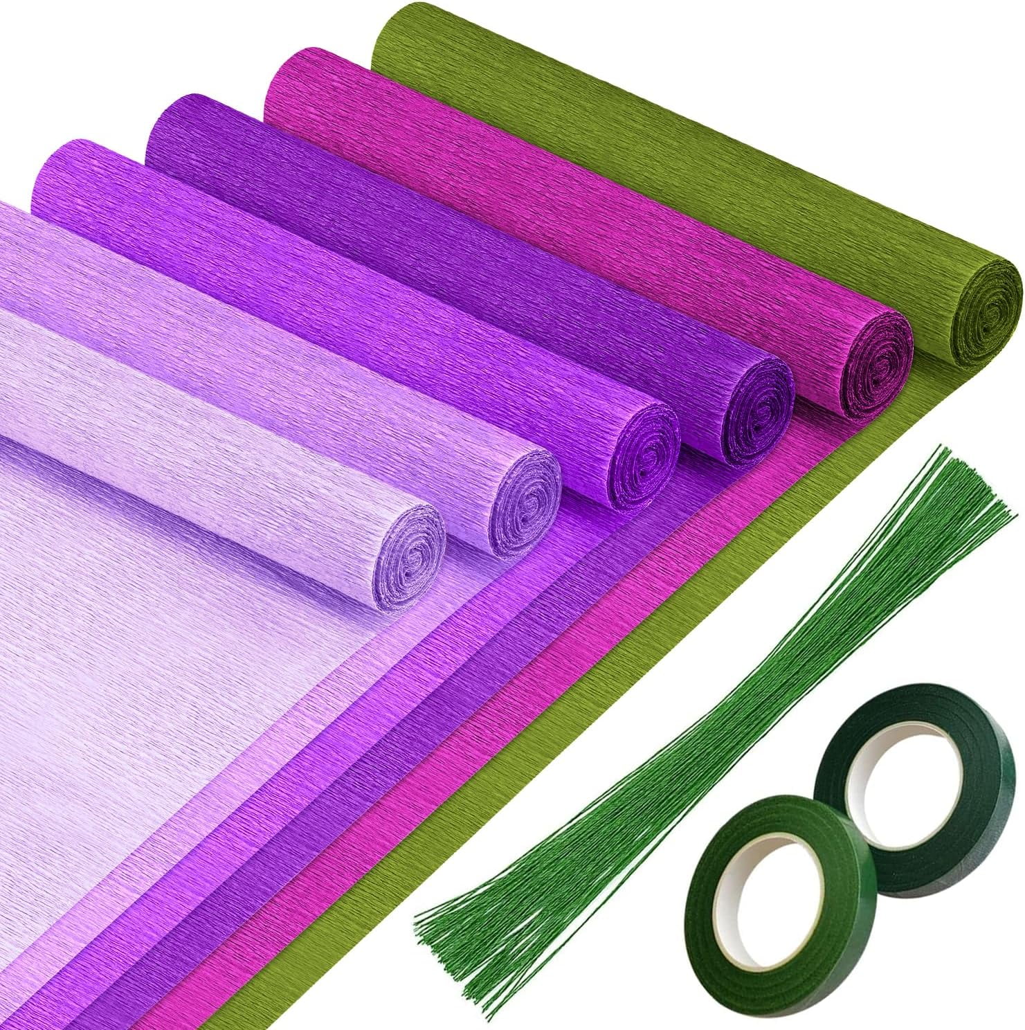 NANAHuang Crepe Paper 6 Rolls Green Crepe Paper 10 Inch Wide Crepe