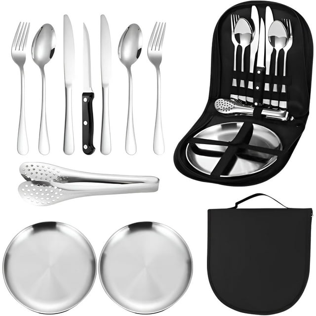 NANAHuang Durable Stainless Steel Camping Cutlery Set Portable and
