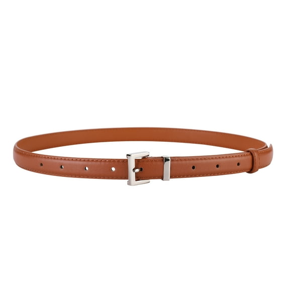 NANAHuang Famicare Luxury Fashionable Cowhide Ladies Genuine Leather Cowskin Pin Belt Waistband for Girls Women Silver Metal Buckle