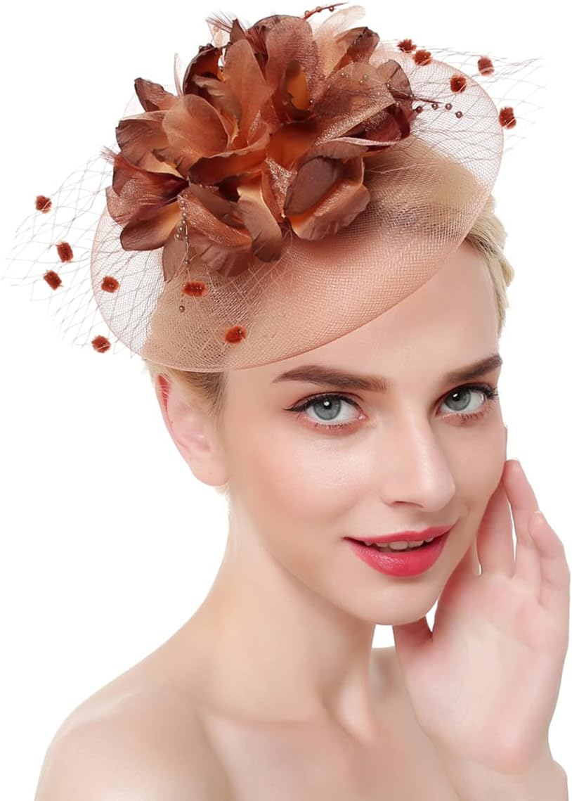 6 Pcs Women's Fascinators – Tea Party Hats With Feathers, Detachable Hair Clips For Weddings, Cocktail Events