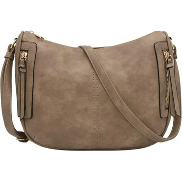 NANAHuang Faux Leather Two Front Zipper Pocket Crossbody Saddle Bag (Black-A)